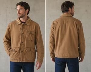 Vintage Abercrombie & Fitch Brown Canvas Field Jacket Blanket Lined Men's L EUC